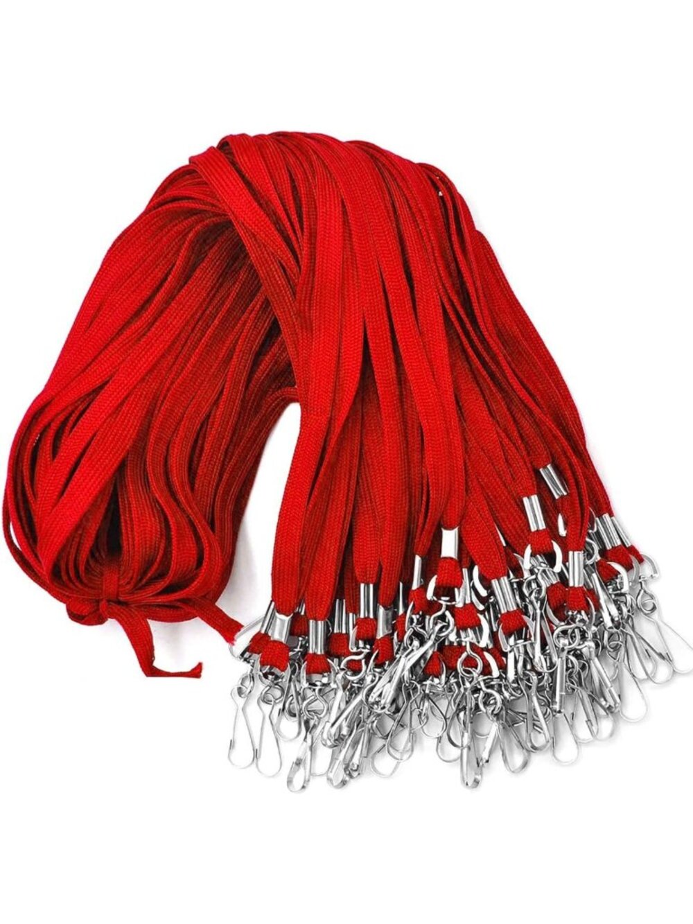 100 Pack Red Lanyards with Swivel Hook Clips - Perfect for ID & Badge Holders